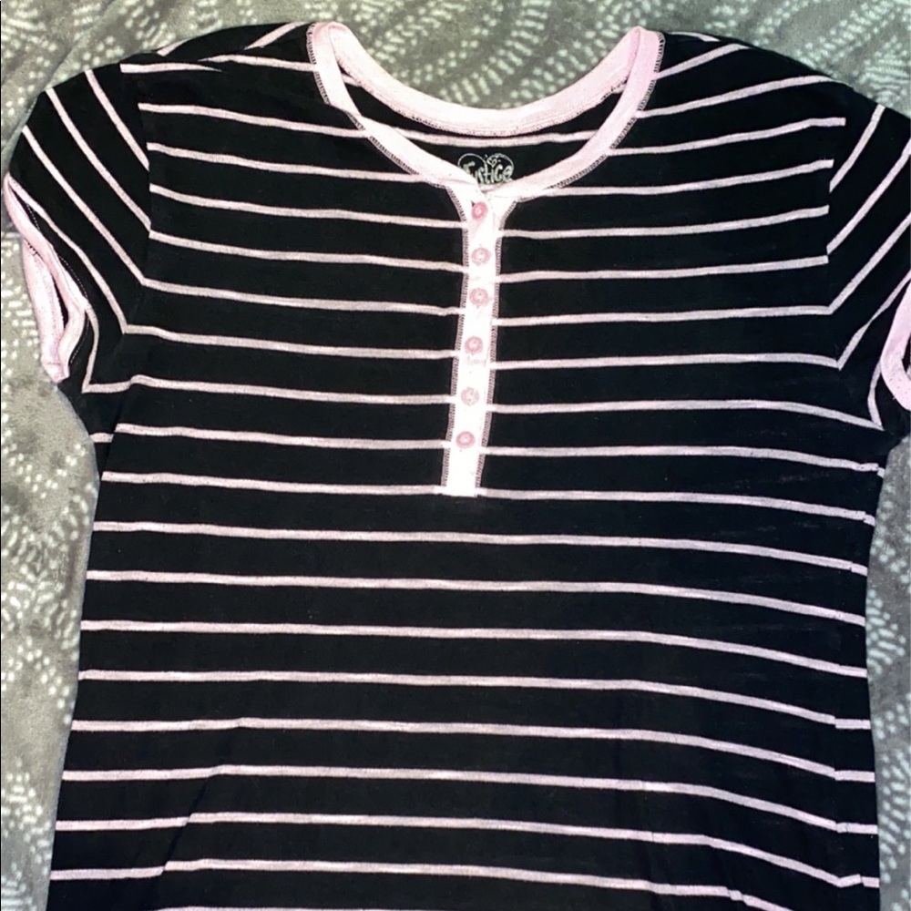 Black and pink striped justice shirt